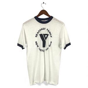 Vintage 80s Road Race Finishers Commemorative Ringer Tee Hanes 50/50 Slim Medium